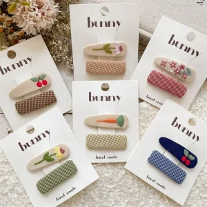 Embroidered Flower Infant Children Hair Clips