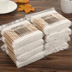 100pcs Per Pack, 5 Packs, Double-ended, Baby Cotton Swabs