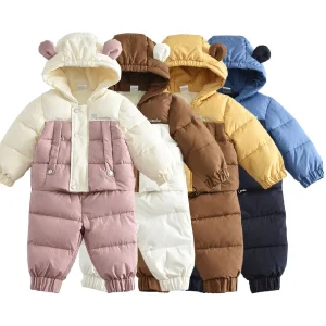 Winter Cotton Padded Warm Baby 2PCS Jumpsuit