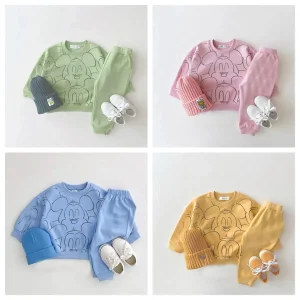 Mickey Mouse Print Tops Loose Trousers 2 Piece/set Baby Unisex